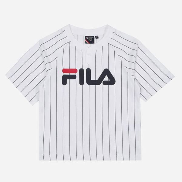 Camisetas Fila Menina Branco - Fila Pinstripe Henry Crew Neck S/S Portugal Lisboa,JBLE-41579